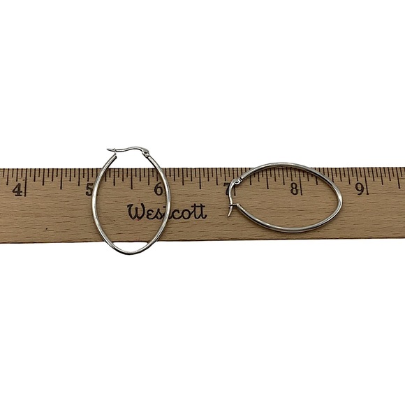 NEW Stainless Steel Polished Silver Hoop Earrings, Lot of 3 - Picture 7 of 8